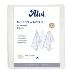 Alvi® Molton-Windeln 2er Pack weiß 80 x 80 cm