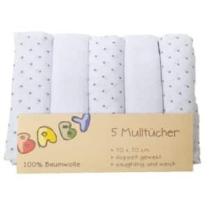 HÜTTE & CO Mulltücher 5er-Pack graue Punkte