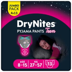 Huggies DryNites Pyjama Pants Einweg Mädchen 8-15 Jahre Jumbopack 4 x 13