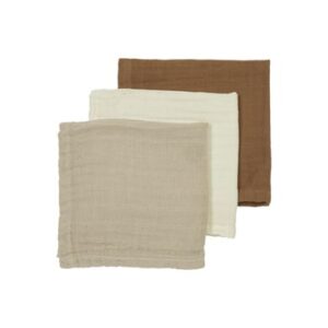 MEYCO Musselin Spucktücher 3er-Pack Uni Offwhite/Sand/Toffee