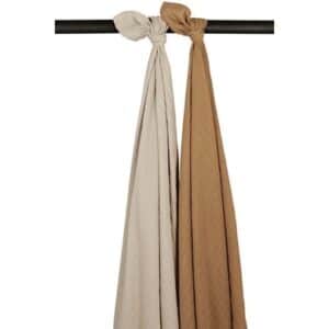 MEYCO Musselin Swaddle 2er-Pack Uni Sand/Toffee