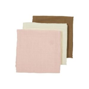 MEYCO Musslin Mullwindeln 3er-Pack Uni Offwhite/Soft Pink/Toffee
