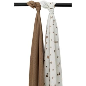 MEYCO Swaddle 2er Pack Musselin Forest Animals - Toffee - 120 x 120 cm