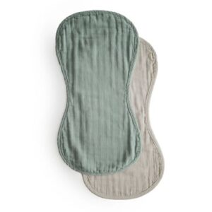 mushie Spucktuch Musselin Roman Green/Fog 2er-Pack